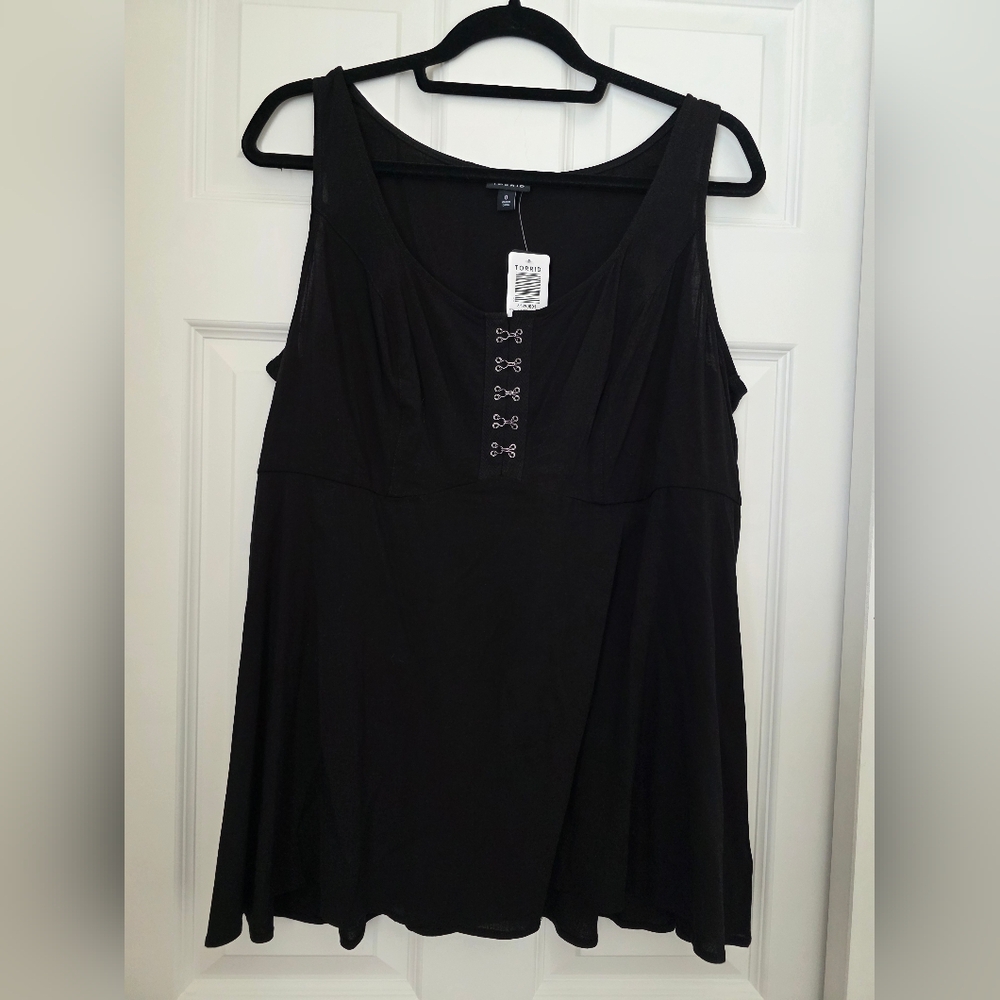 Torrid Black Sleeveless Tank with Front Accents